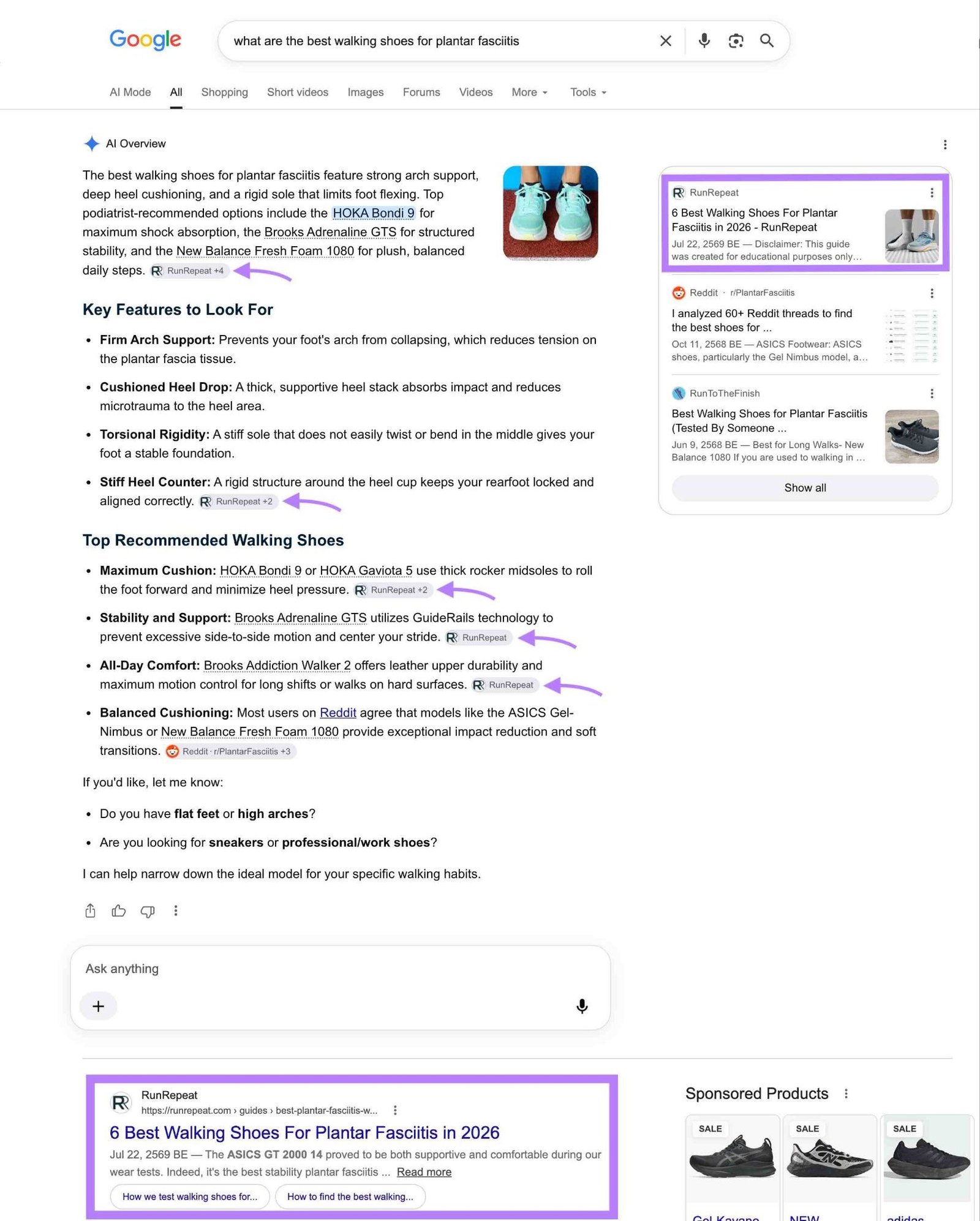 Google SERP with a page cited multiple times in the AI Overview and ranking first in the organic results.