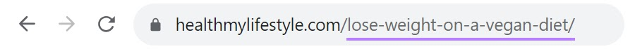 An optimized URL slug with the last part of the URL containing the target keyword.