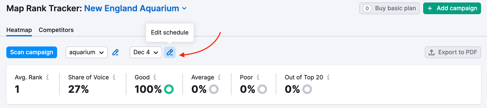 Click the Pencil button next to the scan date to open the menu.